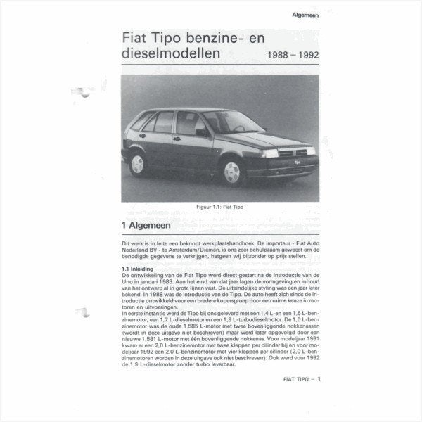 Fiat Tipo Vraagbaak losbladig 1988-1992 #2 Nederlands, Ophalen of Verzenden, Gelezen, Overige merken