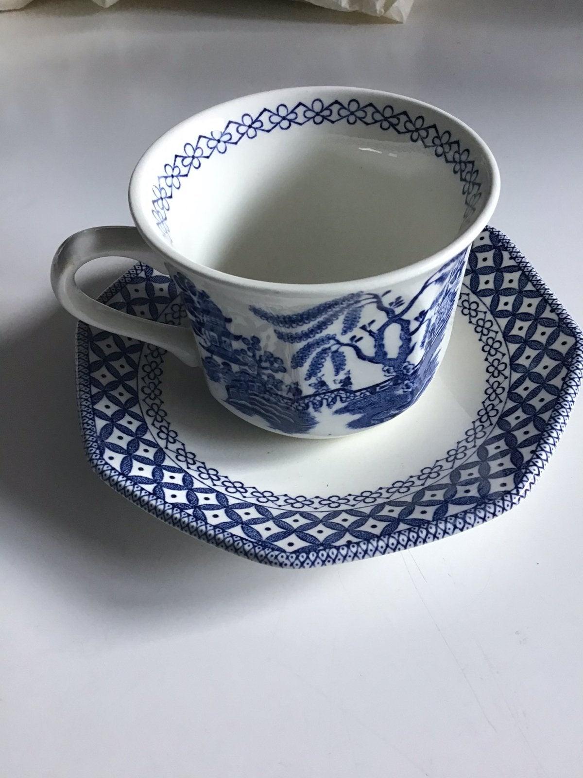 Royal Staffordshire patroon Blue Willow kop en schotel, Ophalen of Verzenden