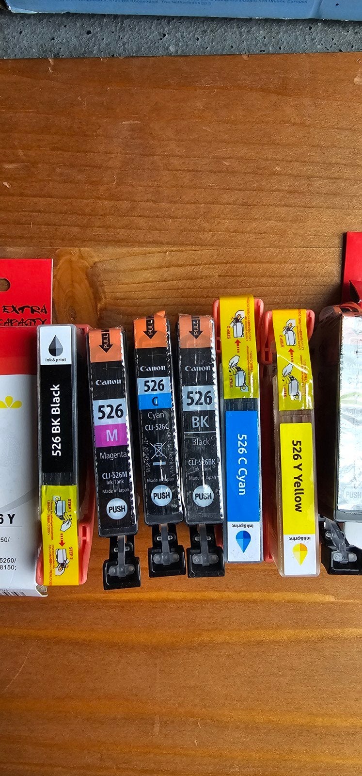 Canon CLI-526 Inktcartridges - Zwart, Geel, Cyaan, Magenta, Ophalen, Nieuw