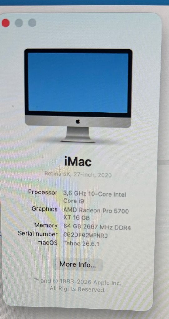 2020 iMac i9, 2TB, 64GB, Ophalen, 64 GB of meer, HDD en SSD, IMac