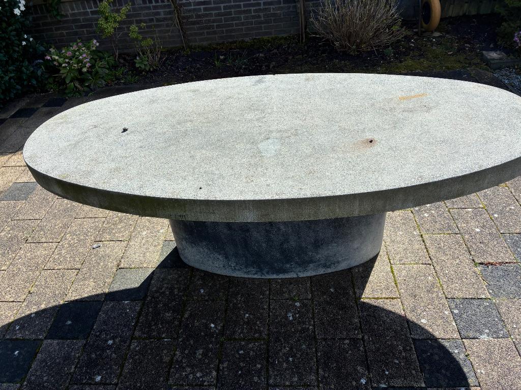 Stenen tafel, Tuin en Terras, Tuintafels, Ophalen, Gebruikt, Ovaal, Overige materialen