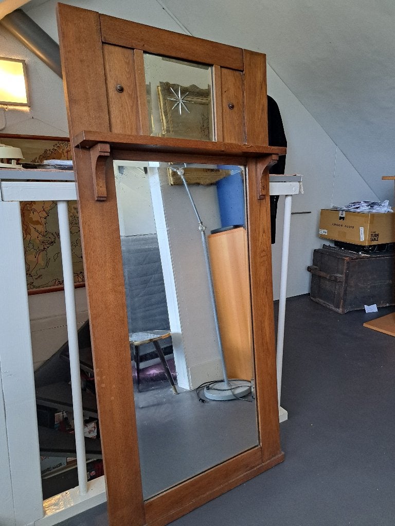 Oude spiegel eiken 60x130 cm, Ophalen, Rechthoekig