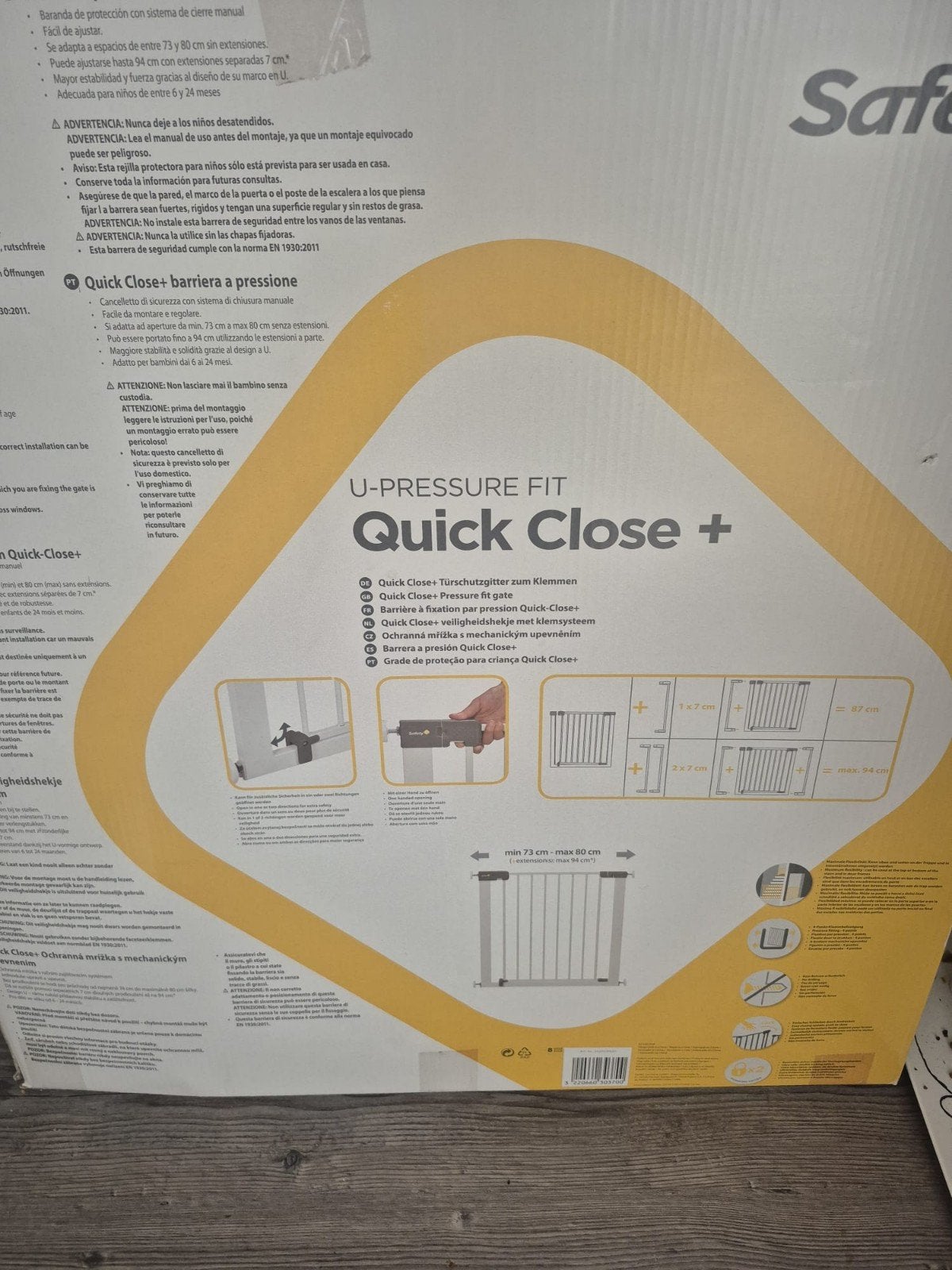 Safety 1st U-Pressure Fit Quick Close+ Traphekje, Kinderen en Baby's, Nieuw, Ophalen of Verzenden, Klemhekje, Metaal of IJzer