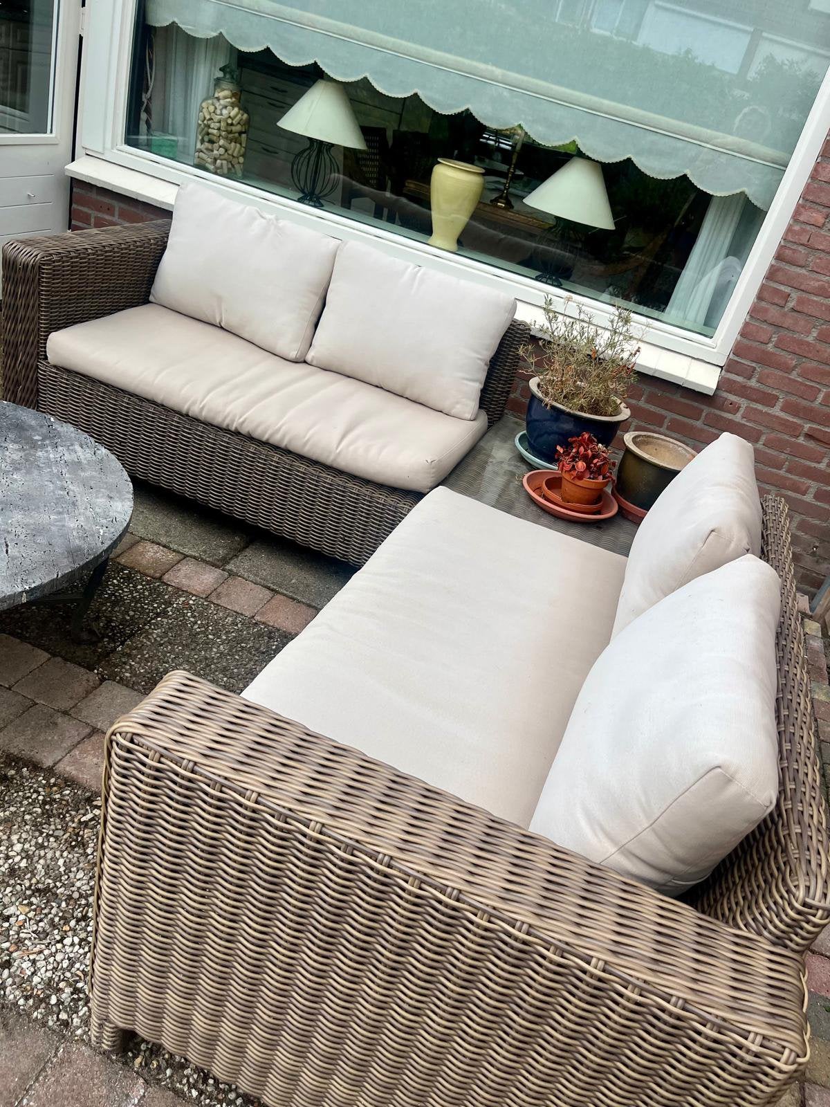 Lounge hoekbank, Tuin en Terras, Tuinsets en Loungesets, Ophalen, 4 zitplaatsen, Kunststof, Gebruikt