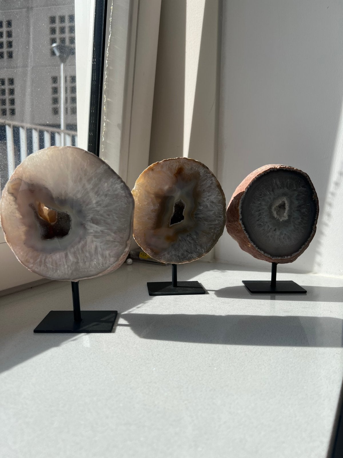 Agaat geodes op standaard, Ophalen of Verzenden, Mineraal