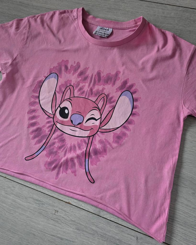 Roze Stitch crop top, maat 158, Meisje, Ophalen of Verzenden, Zo goed als nieuw, Shirt of Longsleeve