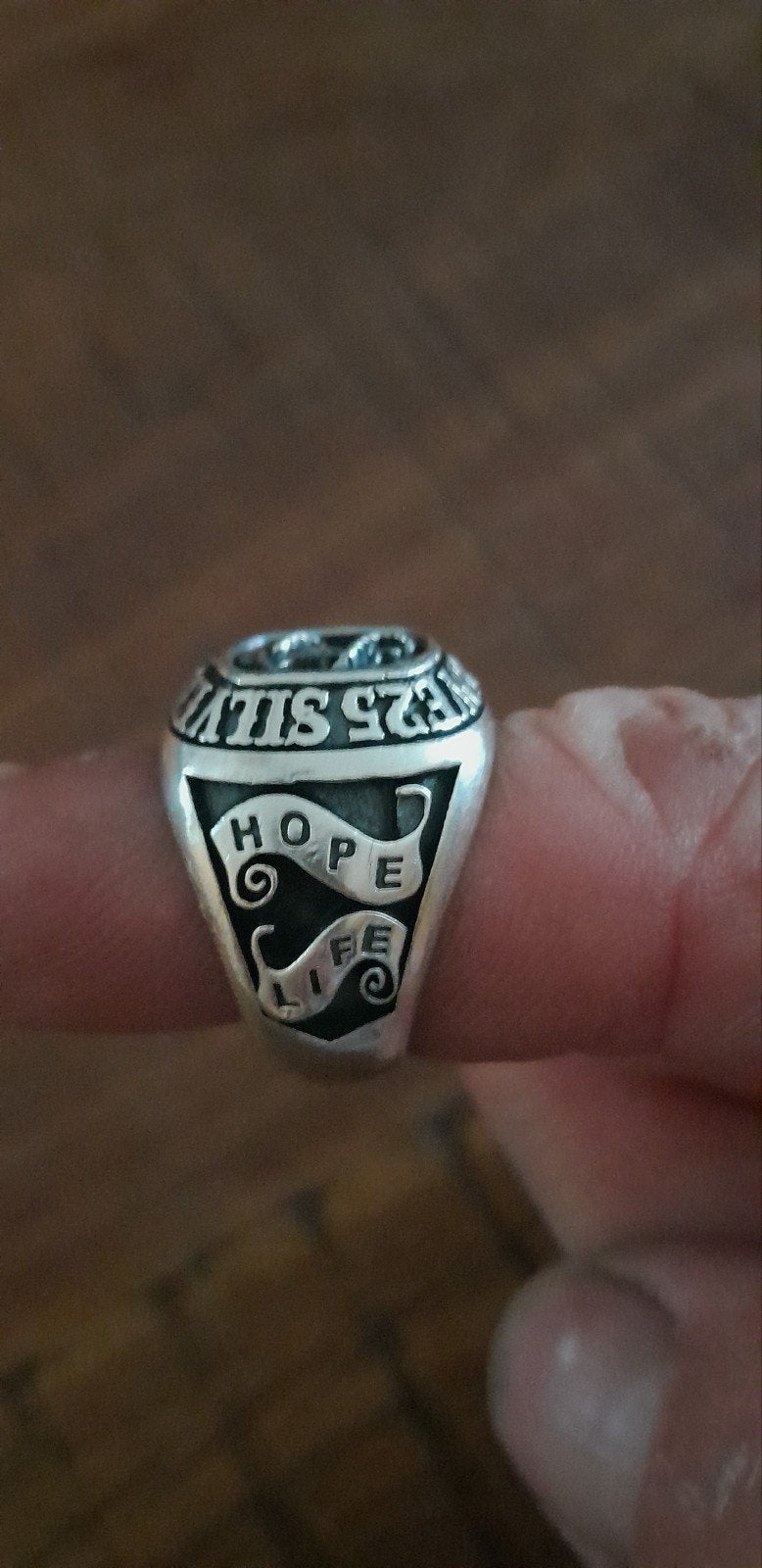 Zilveren hoop geloof liefde pinkring, Ophalen of Verzenden, 20 of groter, Zilver, Zilver
