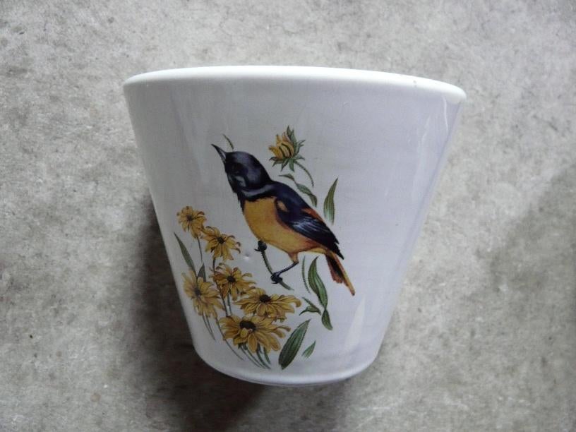 bloempot met opdruk vogel, Tuin en Terras, Bloempotten, Overige materialen, Rond, Ophalen of Verzenden, Minder dan 40 cm