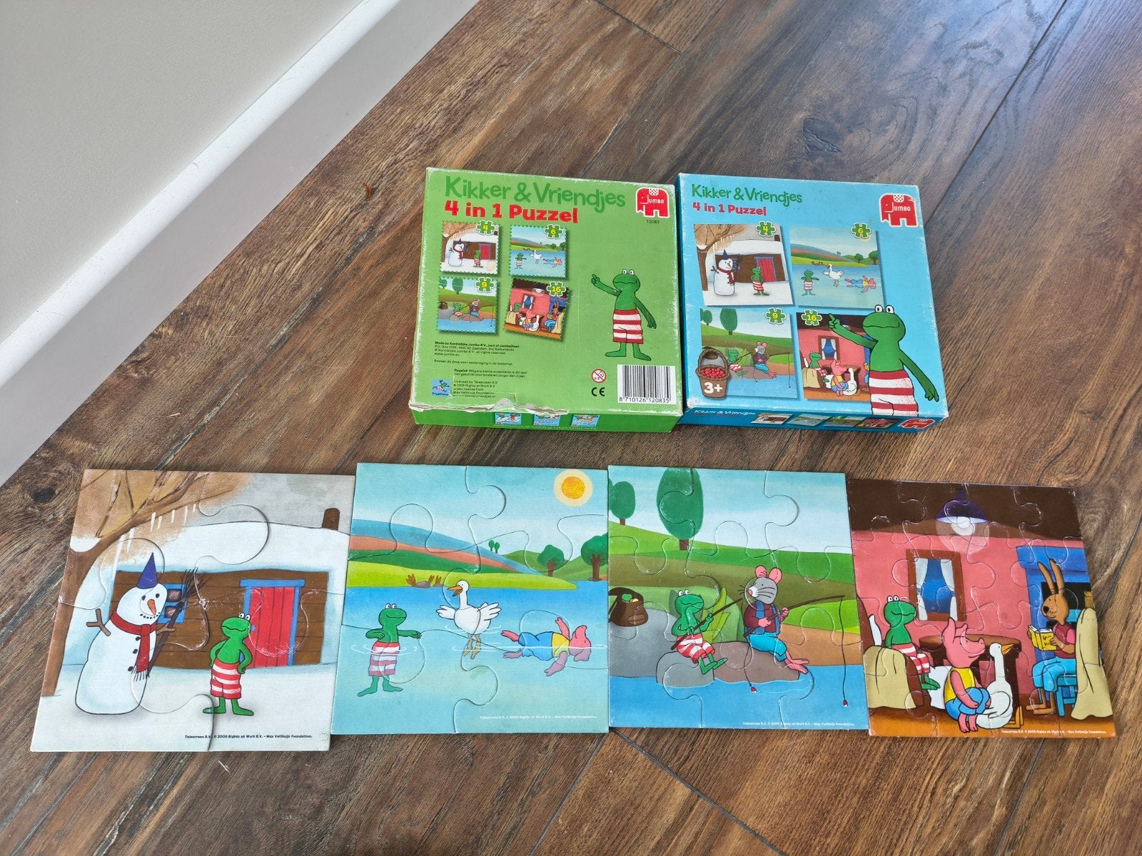 Jumbo Kikker & Vriendjes 4 in 1 Puzzel, Ophalen of Verzenden, Minder dan 10 stukjes, Gebruikt, 2 tot 4 jaar