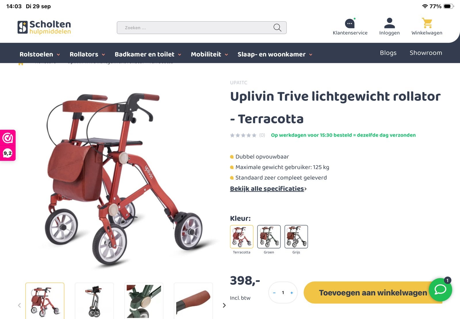 Rollator, Diversen, Ophalen, Zo goed als nieuw