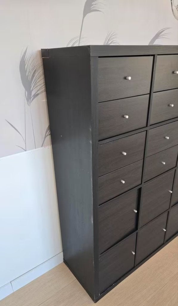 28x LADEN inc. Inzetten Kallax Ikea zwart, Ophalen, Zo goed als nieuw