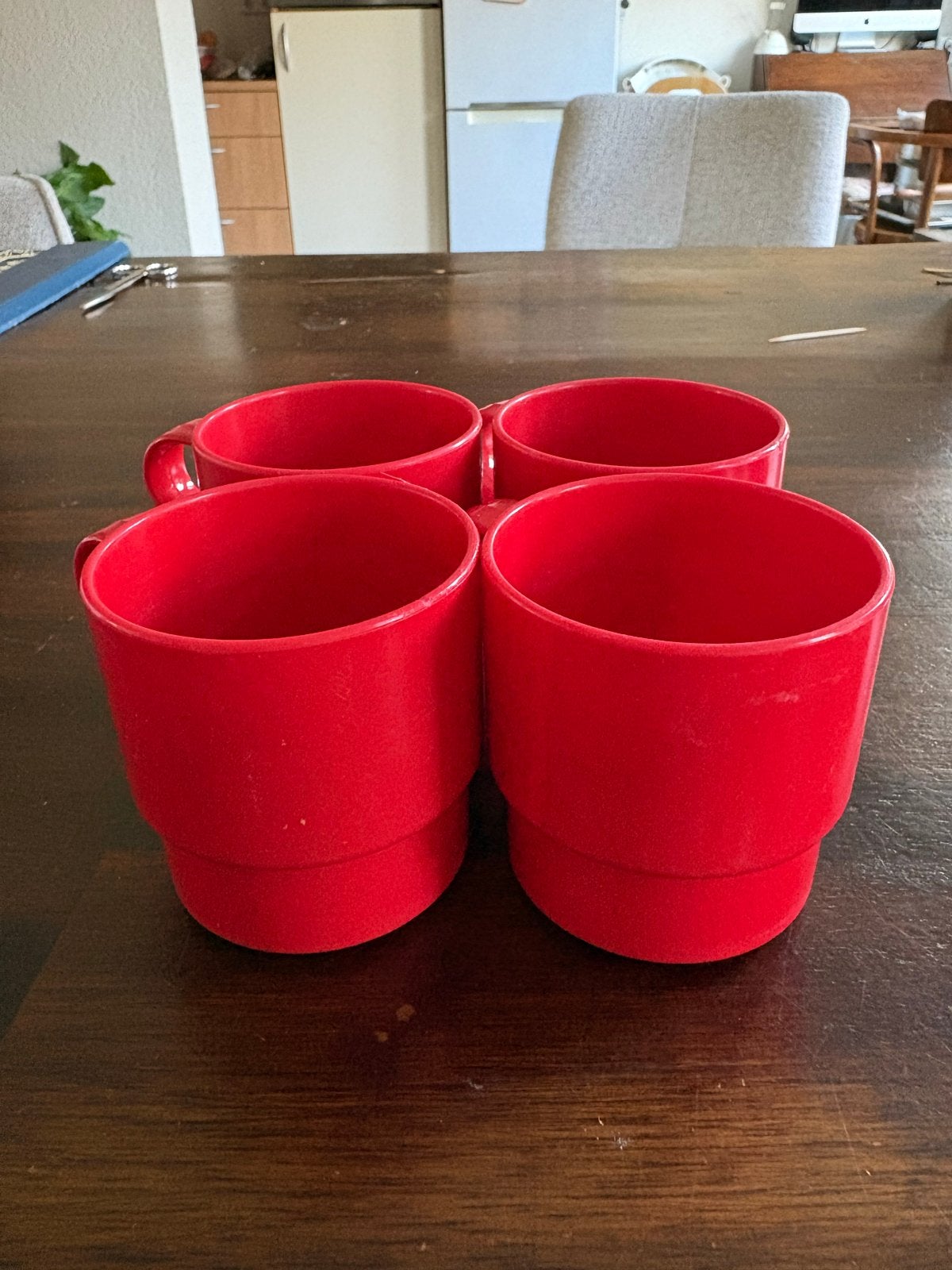 Set van 4 Mepal bekers - rood, Caravans en Kamperen, Ophalen of Verzenden, Gebruikt
