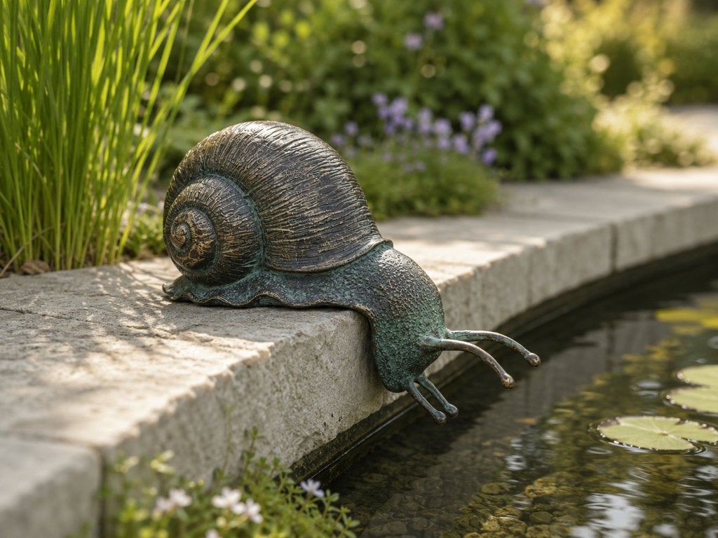 bronzen beeld / SLAK / HANGSLAK / randhanger, Tuin en Terras, Tuinbeelden, Dierenbeeld, Nieuw, Info@huisentuindecoratiemarie.nl