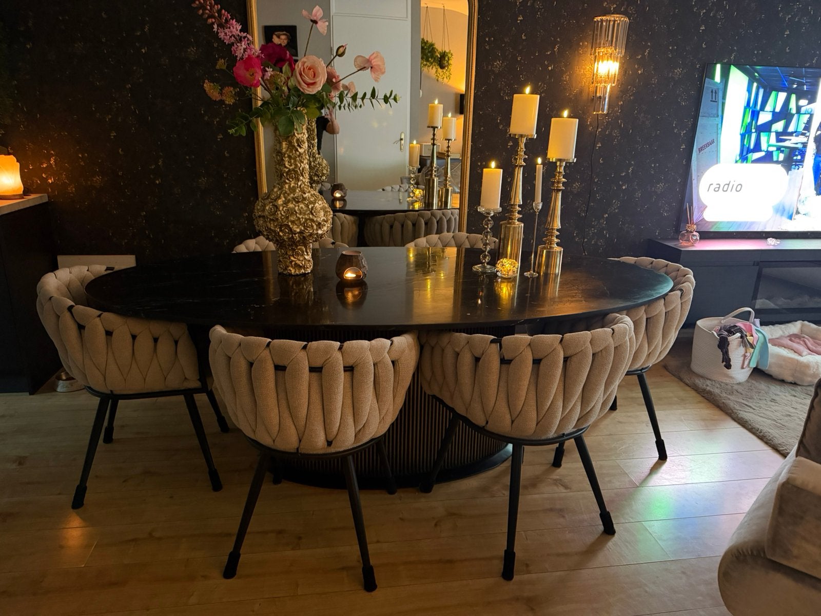 Richmond salontafel en (look a like) eettafel met stoelen, Ophalen, Gebruikt, Rechthoekig, 100 tot 150 cm