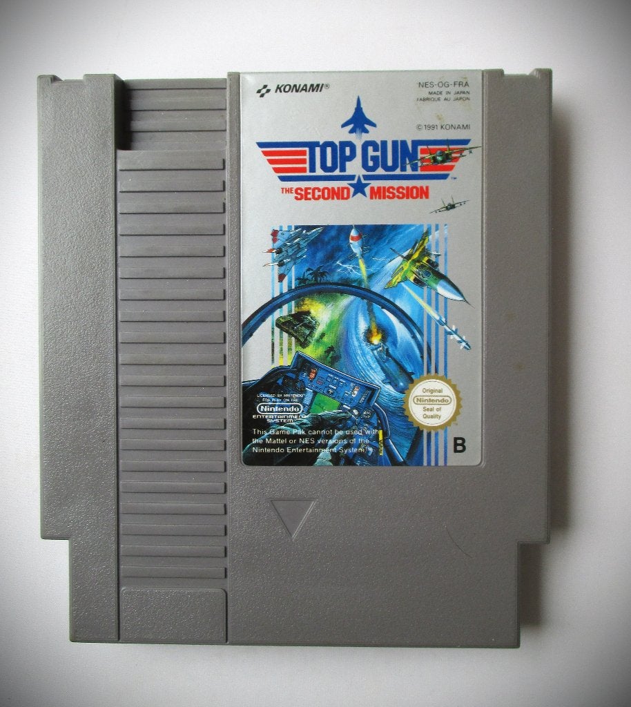 Top Gun~NES Game + hoesje~Topgun Second Mission~1985 Konami, Gebruikt, 1 speler, Racen en Vliegen, Eén computer