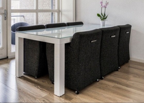Gratis eettafel 220x110 cm (zonder stoelen), Gebruikt, 100 tot 150 cm, 200 cm of meer, Ophalen of Verzenden