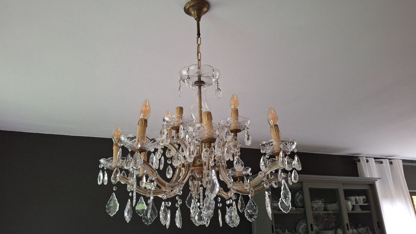 Prachtige Kristallen Kroonluchter - Klassiek Design, Ophalen, Gebruikt, E14 (klein), Glas