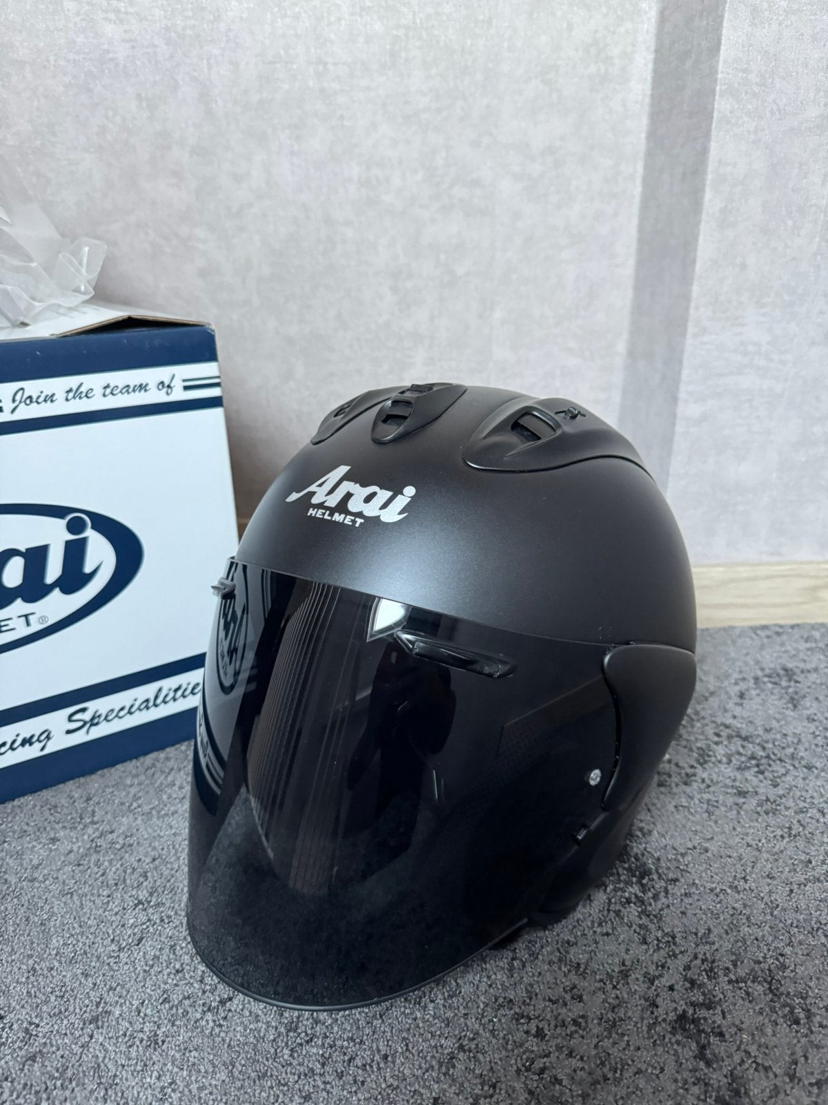 Arai SZ-R Evo Frost Black helm - Maat S + Dark Smoke vizier, Arai, Ophalen of Verzenden, Integraalhelm, S