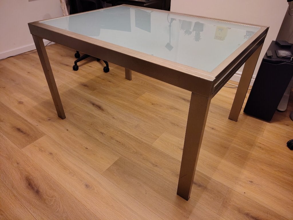 Uitschuiftafel glas (gratis af te halen), Huis en Inrichting, Tafels | Eettafels, Ophalen, Gebruikt, 200 cm of meer, 50 tot 100 cm