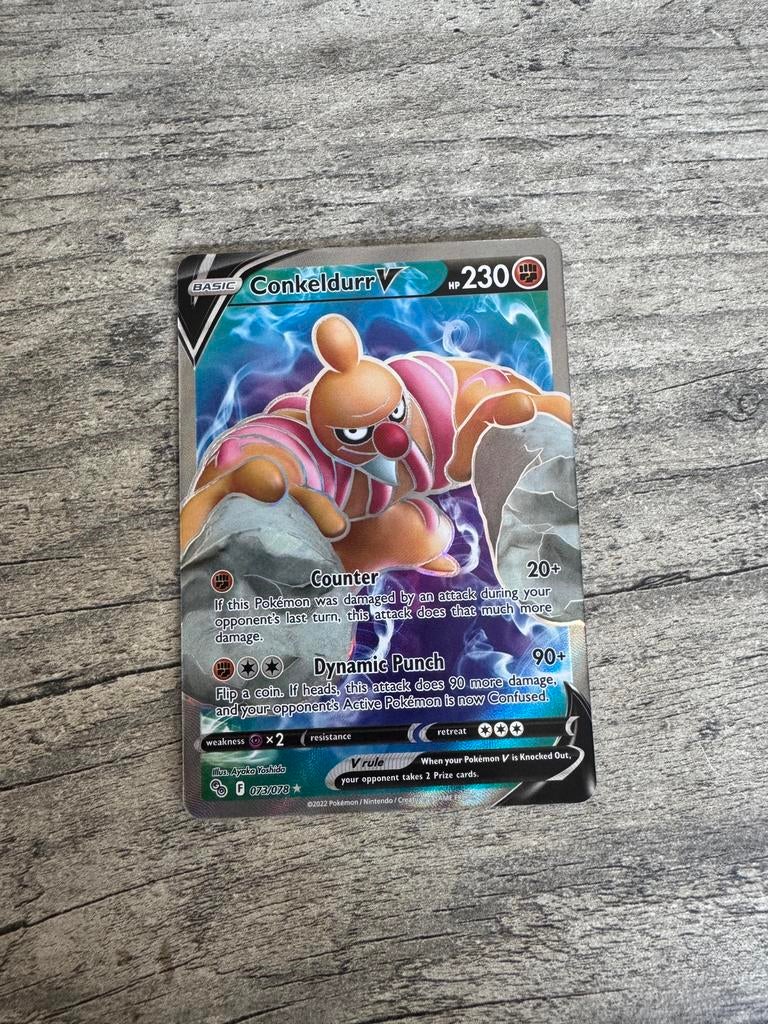 Conkeldurr V 073/078 - pokemon go, Ophalen of Verzenden, Zo goed als nieuw