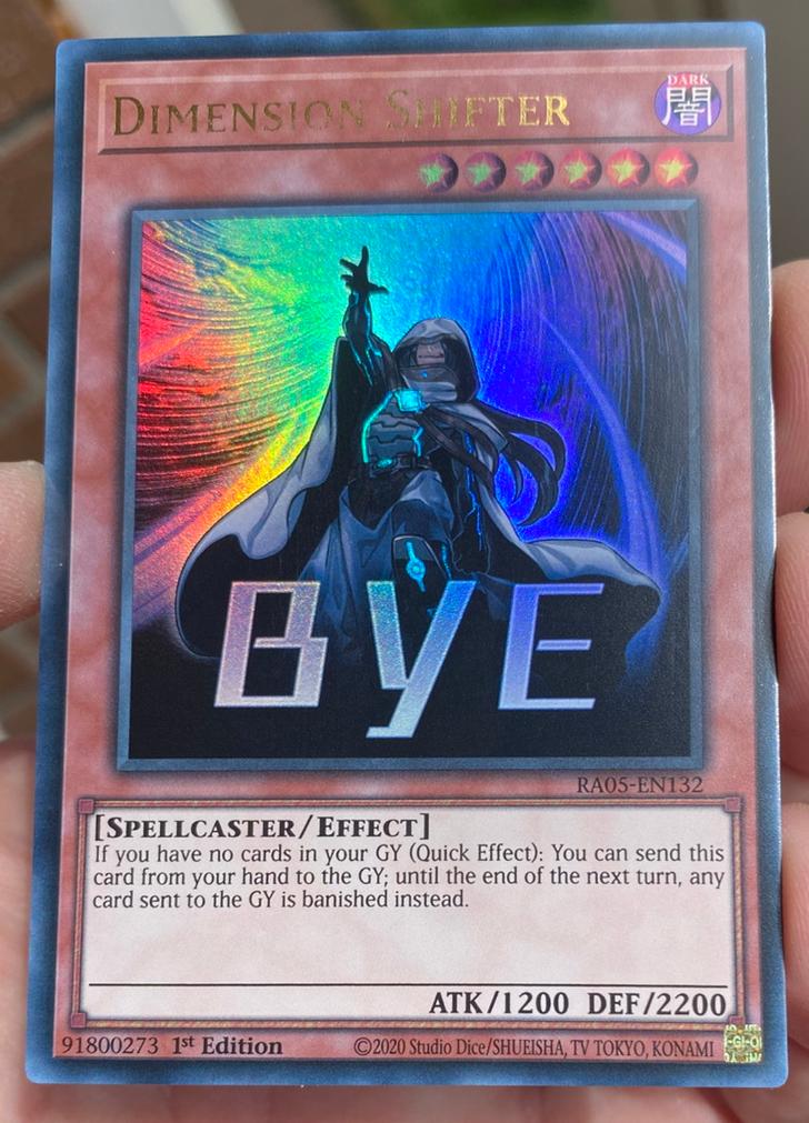 Yu-Gi-Oh! Stamped Dimension Shifter RA05 1st Edition !, Ophalen of Verzenden, Zo goed als nieuw, Losse kaart, Foil