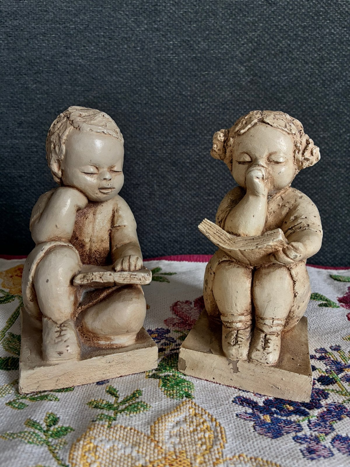 Zeldzame vintage Henzo boekensteunen gips - Genummerd, Ophalen of Verzenden