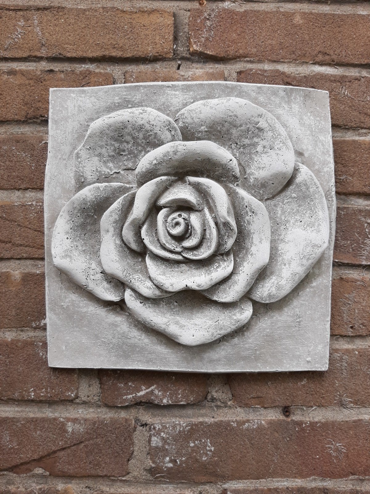 Roos bloem wanddecoratie betonnen beeld tuinbeeld beton, Ophalen of Verzenden