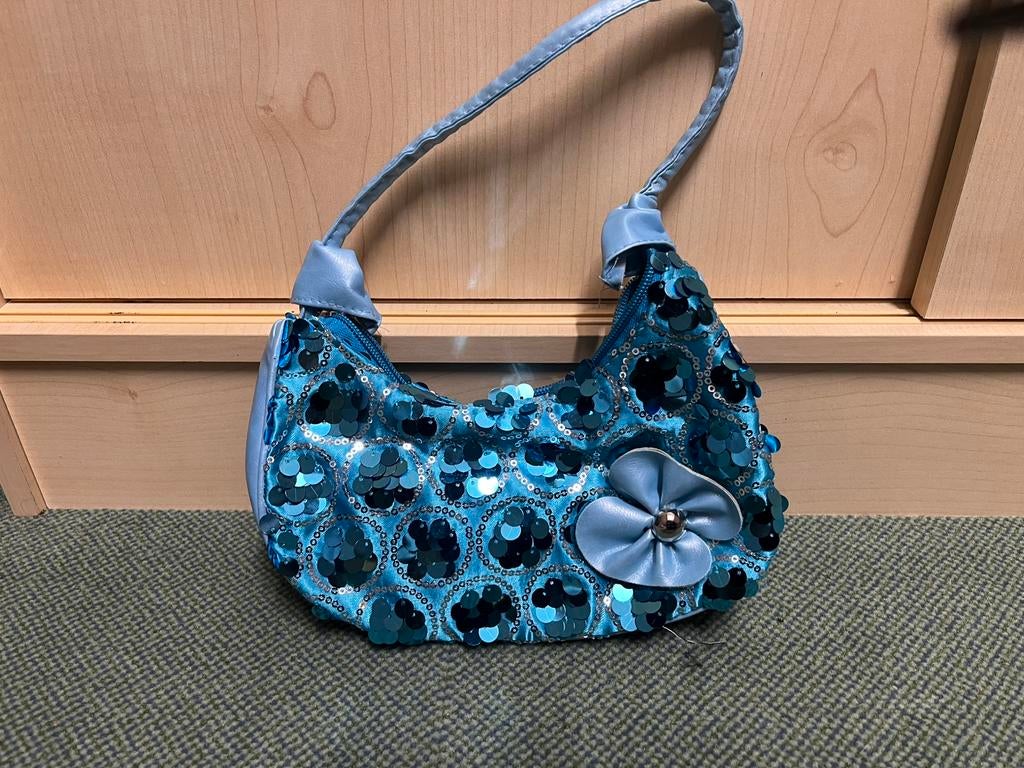 Klein (kinder)Pailletten tas /tasje aqua blauw, Sieraden, Tassen en Uiterlijk, Tassen | Damestassen, Ophalen of Verzenden, Zo goed als nieuw