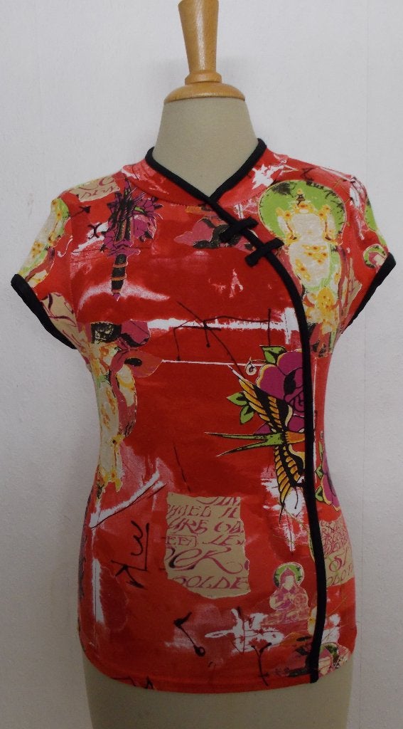 Oosters look leuke print top van Rinascimento! L, Maat 42/44 (L), Zo goed als nieuw, Korte mouw, Meerkleurig