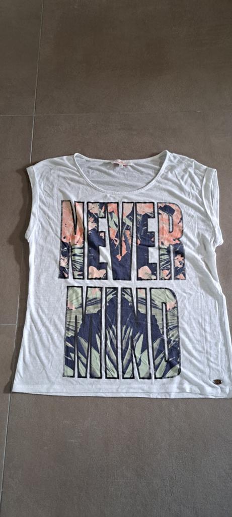Sensation T-shirt met 'Never Mind' print, maat S, Kleding | Dames, Sensation, Wit, Ophalen of Verzenden, Korte mouw
