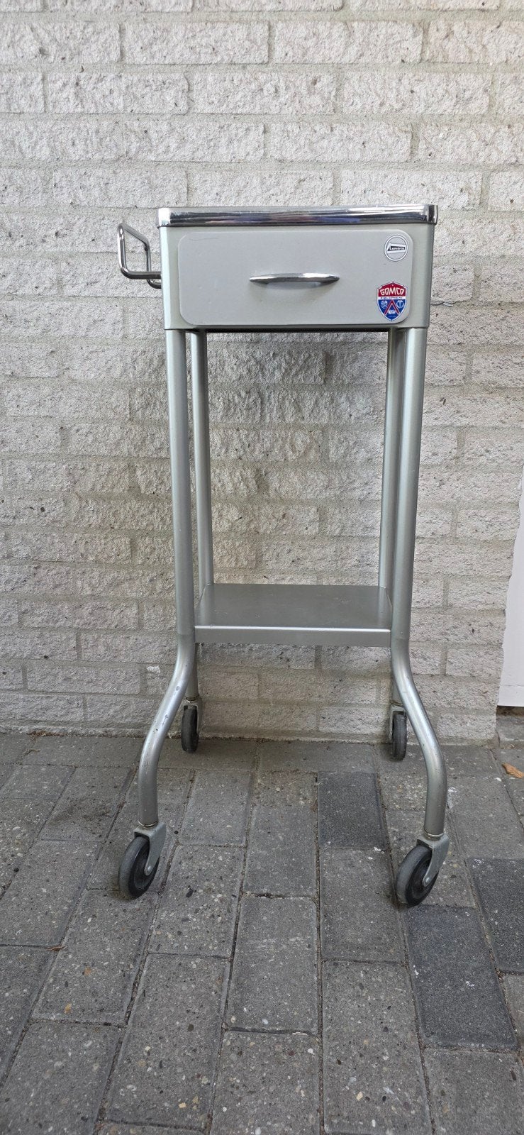 Vintage Medische Trolley / Bijzettafel op Wielen, Ophalen, Gebruikt