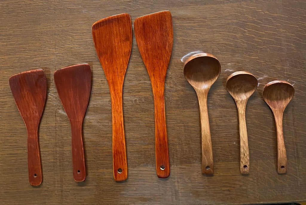 4 houten spatels + 3 houten souplepels, NIEUW, los te koop, Ophalen of Verzenden, Nieuw, Hout
