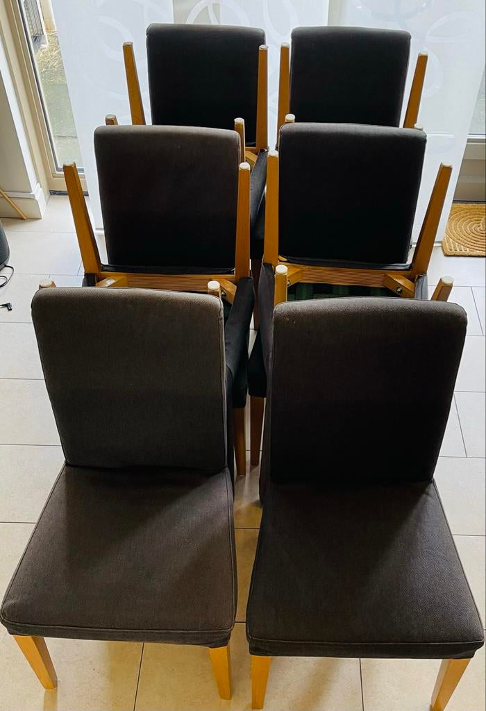 10 grijze IKEA Hendriksdal stoelen €60,-, Huis en Inrichting, Stoelen, Ophalen, Gebruikt, Grijs, Vijf, Zes of meer stoelen