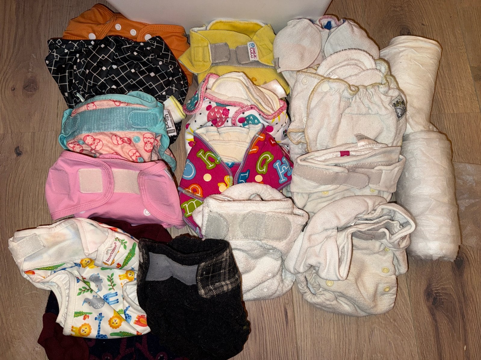 Groot pakket wasbare luiers: Little Lamb, Petit Lulu, Huda, Ophalen of Verzenden, Gebruikt, Jongetje of Meisje