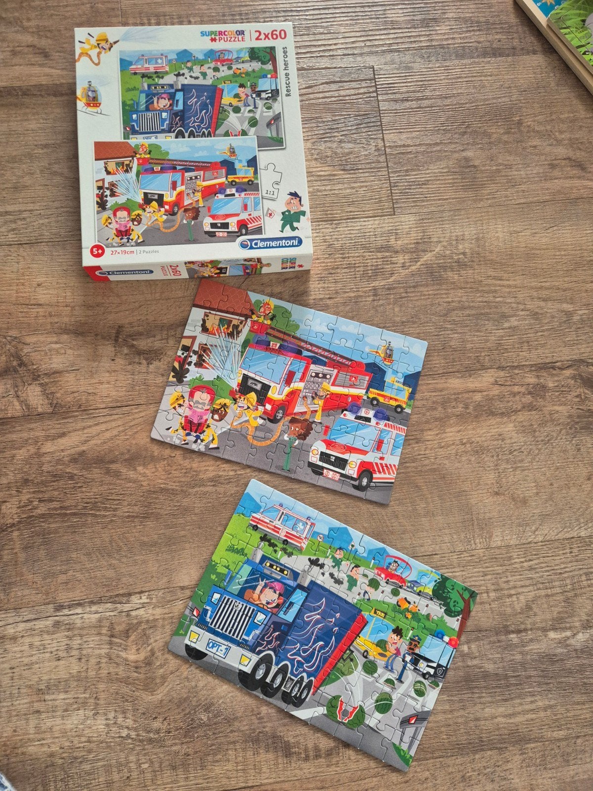 Clementoni Supercolor Rescue Heroes Puzzel 2x60 stukjes, Ophalen of Verzenden, Meer dan 50 stukjes, Gebruikt, 6 jaar of ouder