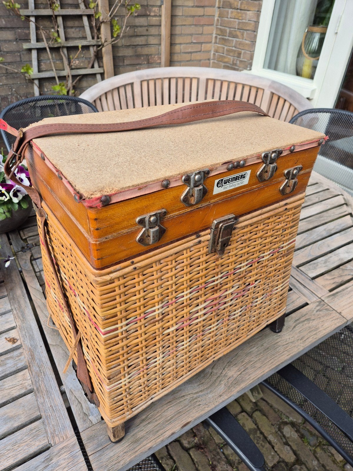 Vintage Weinberg viskoffer / viskist met inhoud, Ophalen, Gebruikt, Koffer of Tas