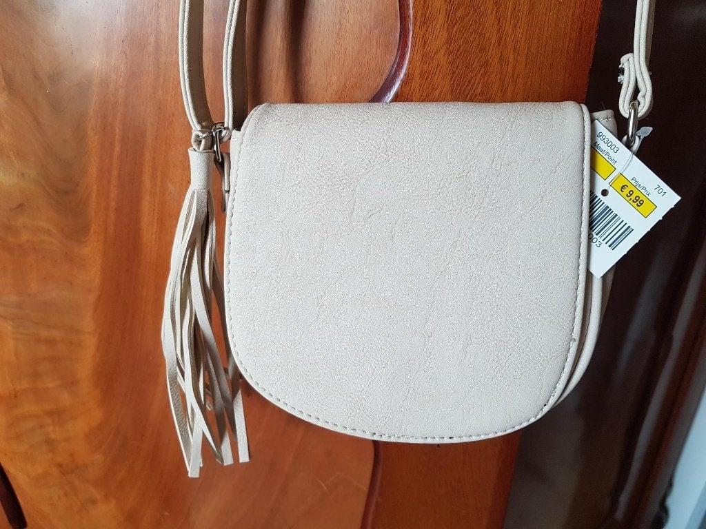 Schoudertasje festivaltasje leatherlook crossover crossbody, Ophalen of Verzenden, Nieuw, Beige, Schoudertasje
