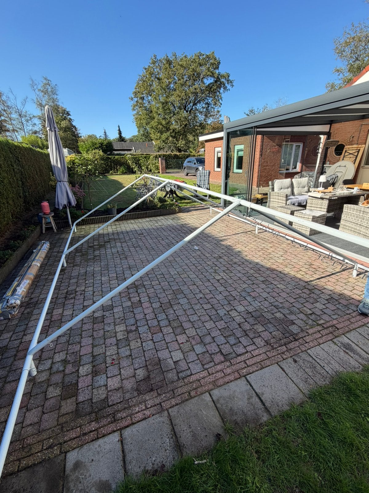 Partytent 4x8 meter, Tuin en Terras, Gebruikt, Partytent, 4 tot 6 meter, 8 meter of meer