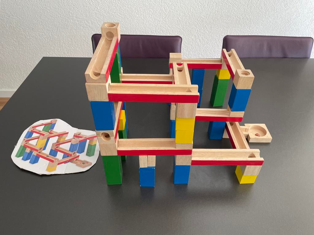 Leuke houten knikkerbaan compleet (circa 50-delig), Ophalen of Verzenden, Gebruikt, Overige typen