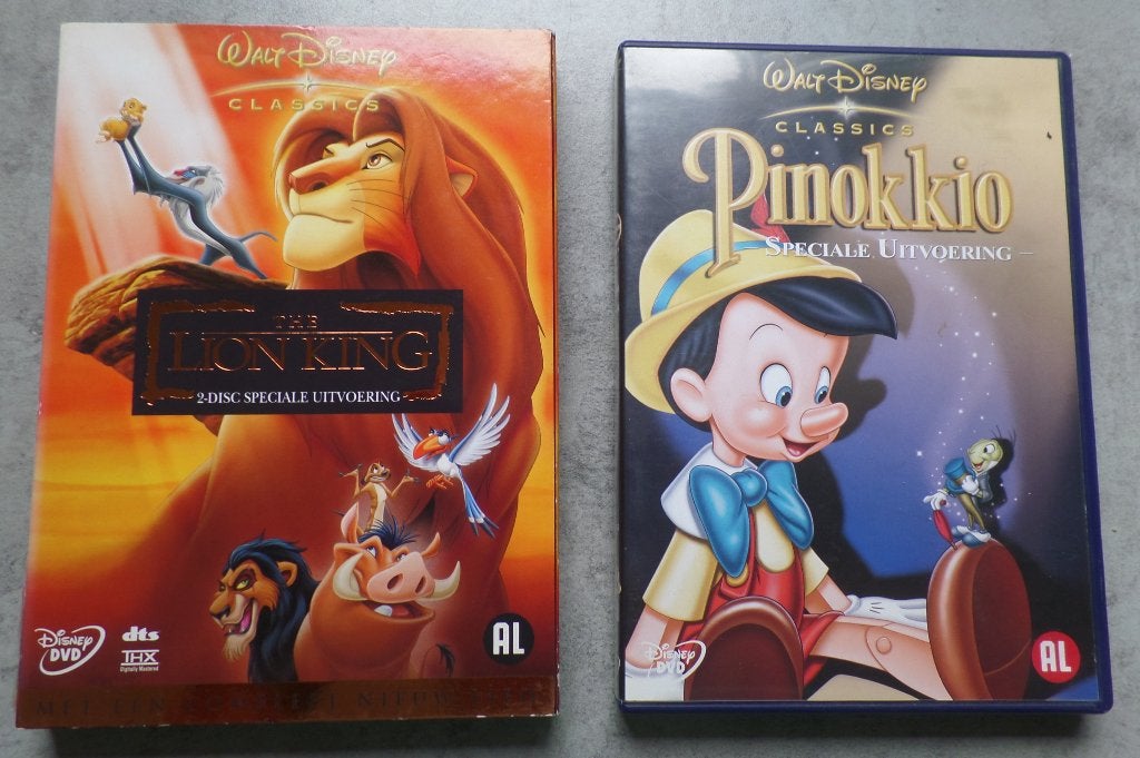 Disney dvd's Pinokkio en The Lion King, Alle leeftijden, Ophalen of Verzenden, Zo goed als nieuw, Film