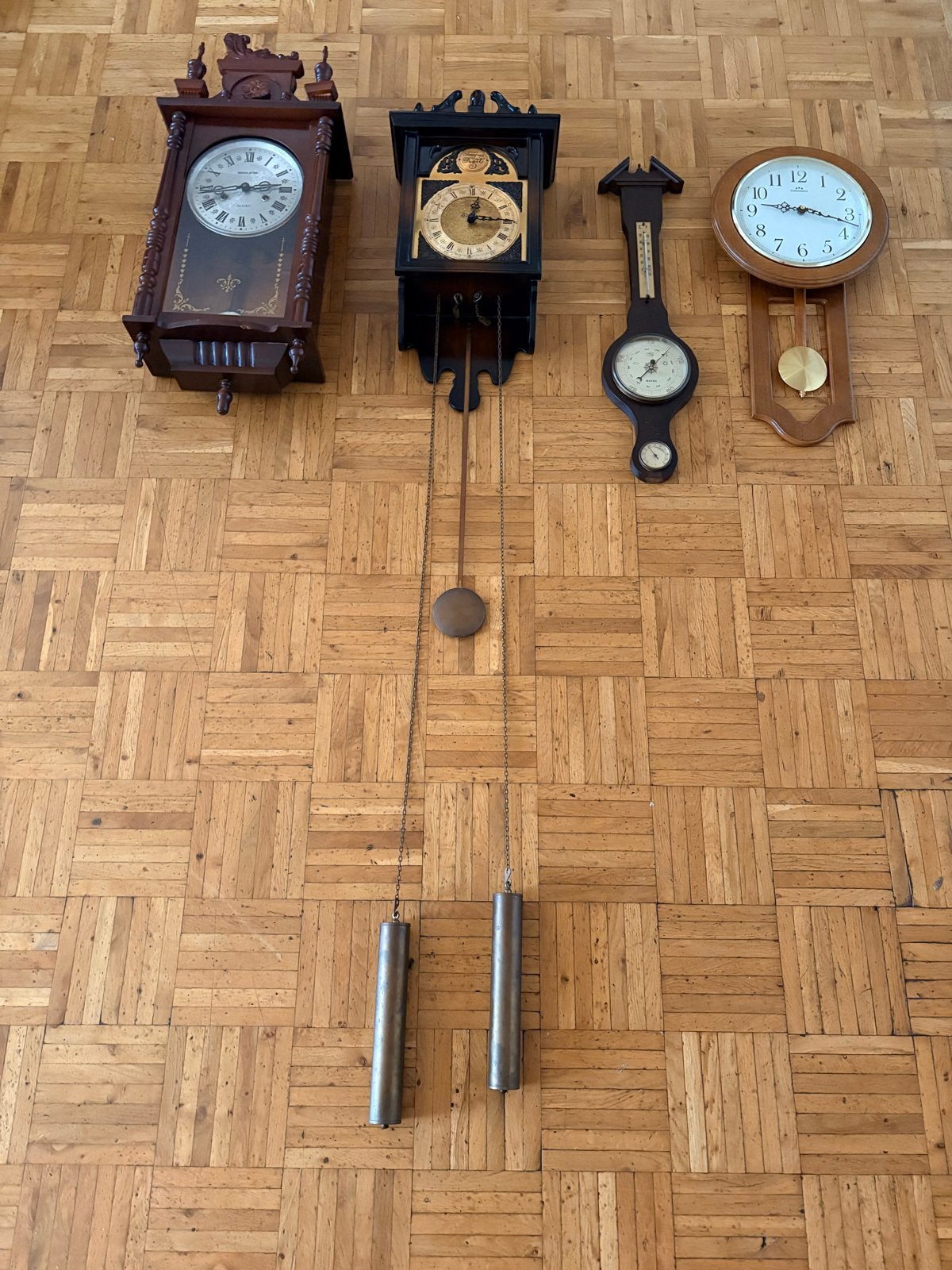 (COMBI DEAL) Set van 4 vintage klokken en barometers, Ophalen