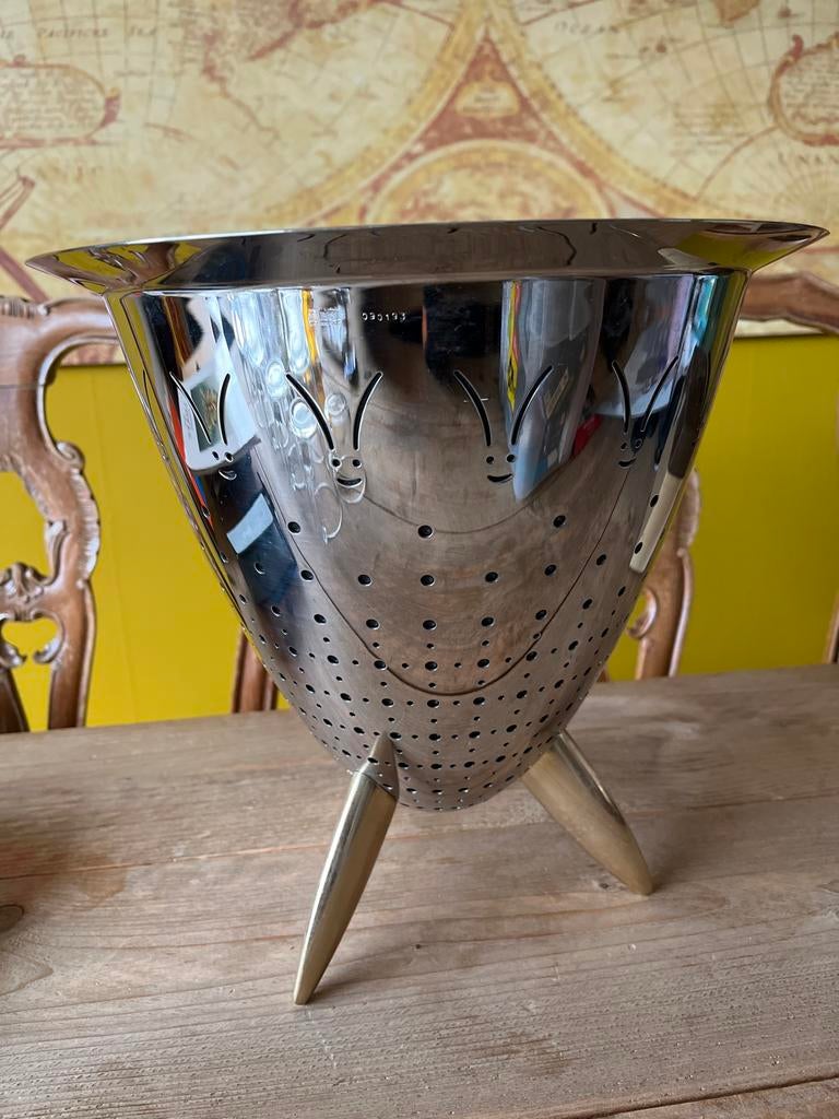 Alessi Mami vergiet met voetjes - Zo goed als nieuw, Overige typen, Zilver, Ophalen of Verzenden, Zo goed als nieuw