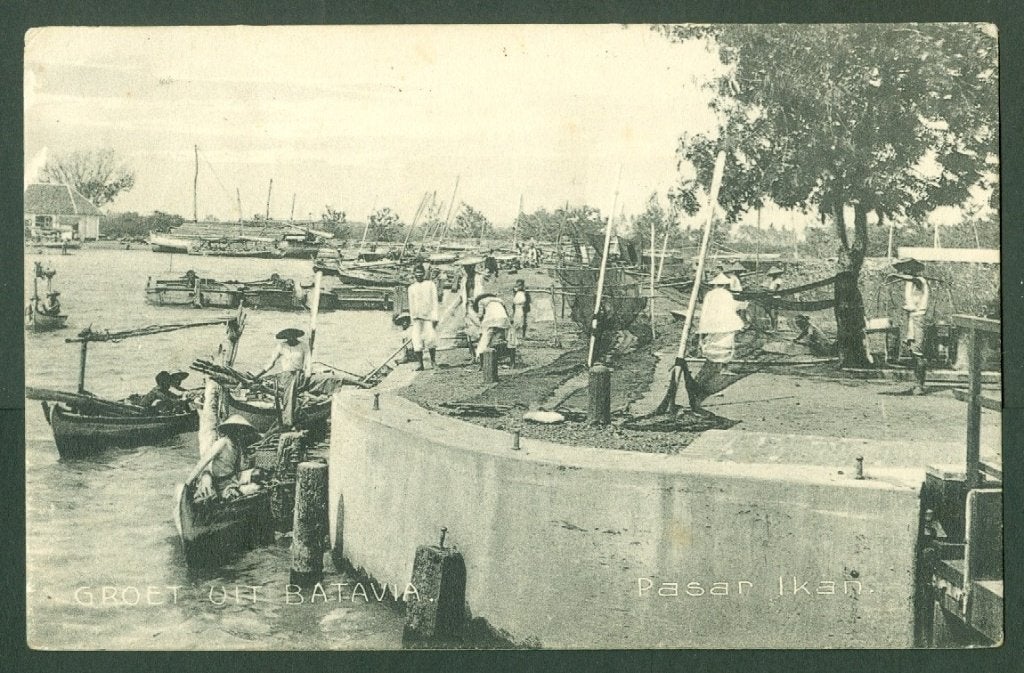 AK Nederlands Indie Batavia Pasar Ikan 1908, Verzamelen, Ophalen of Verzenden, Voor 1920, Gelopen, Gelderland