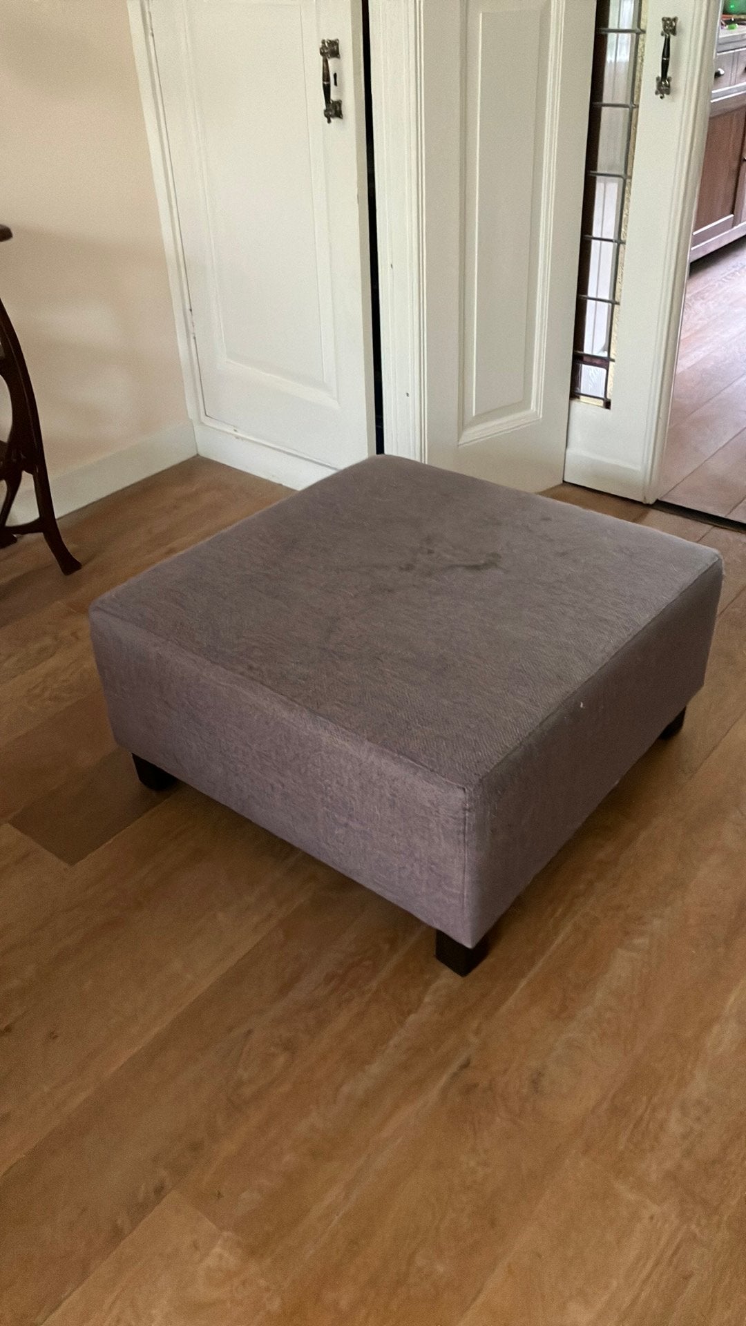 Hocker bekleed met bruine stof, Ophalen, Gebruikt, Vierkant, 75 tot 100 cm