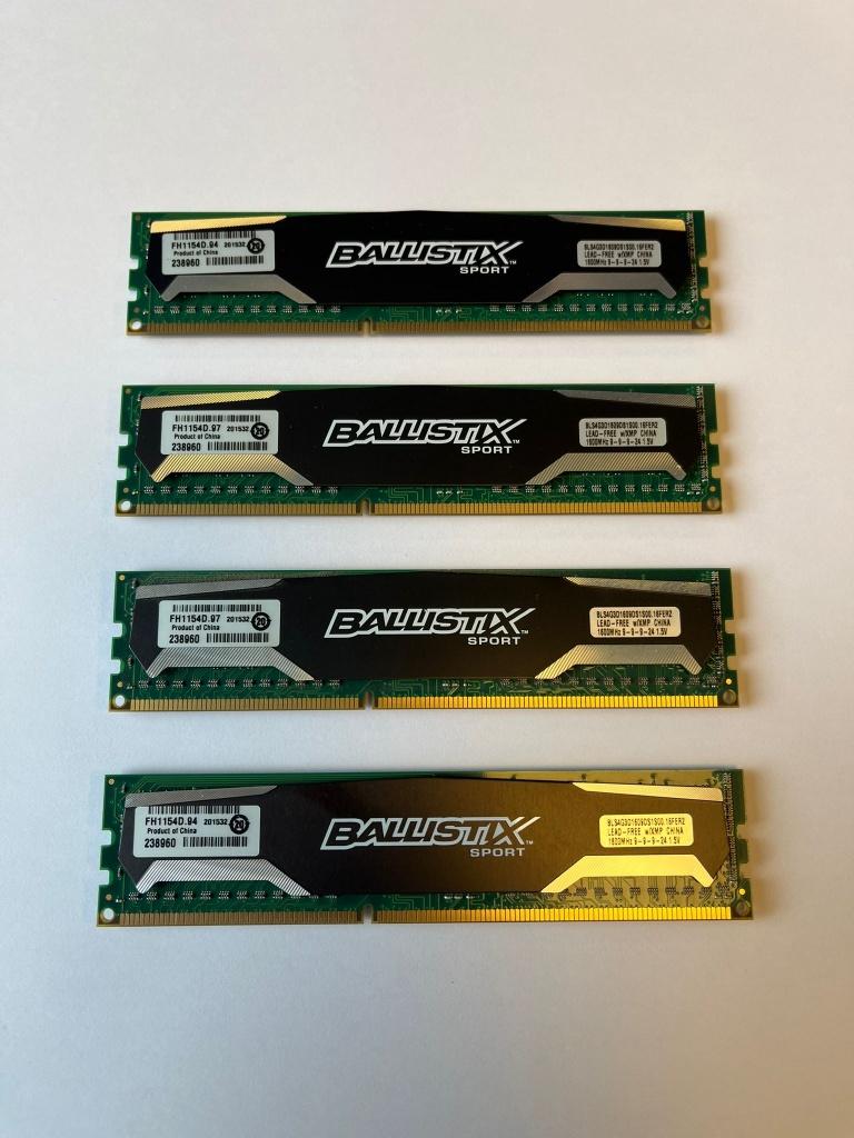 Crucial Ballistix Sport DDR3 16 GB geheugenkit (4x4GB), Computers en Software, RAM geheugen, Ophalen, Gebruikt, DDR3, Desktop