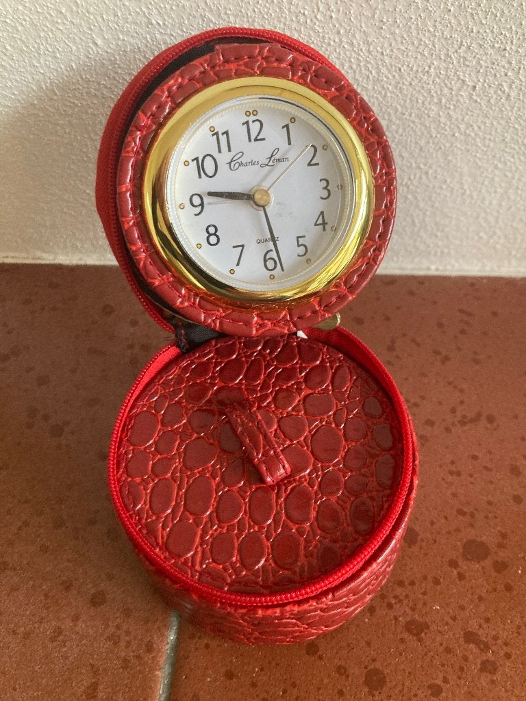 Bijouterie mini rond sieradendoosje etuitje met wekkertje, Witgoed en Apparatuur, Wekkers, Ophalen of Verzenden, Zo goed als nieuw