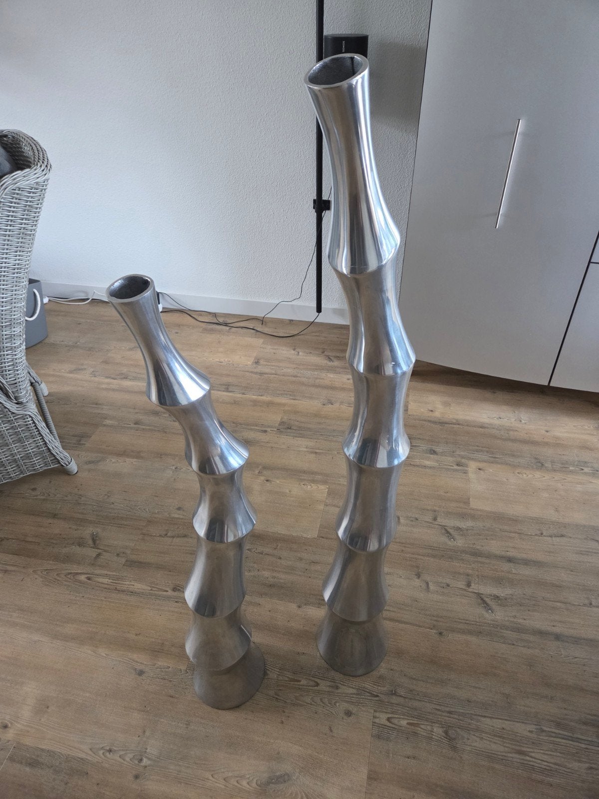 Set van 2 Gietijzeren Vazen - 130 cm en 110 cm hoog, Ophalen, Gebruikt, Overige kleuren, Overige materialen
