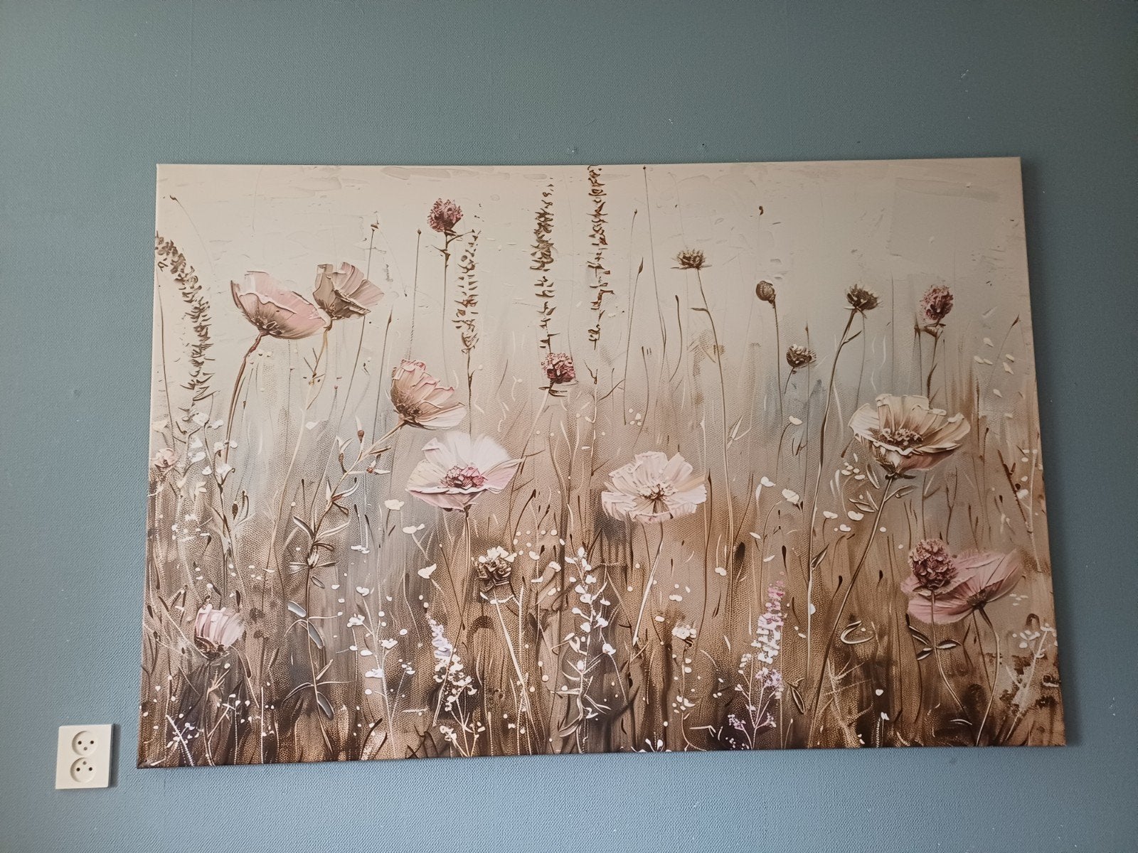 Schilderij bloemenveld 150x100 cm, Ophalen of Verzenden