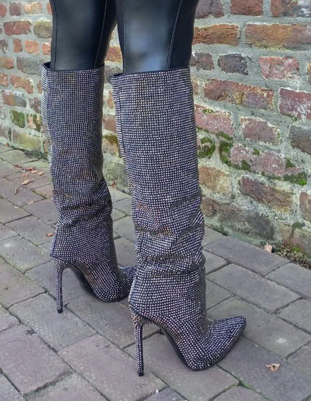 Hoge glitter Laarzen high heels met Strass - Maat 38, Hoge laarzen, Overige kleuren, Verzenden, Stephan Paris