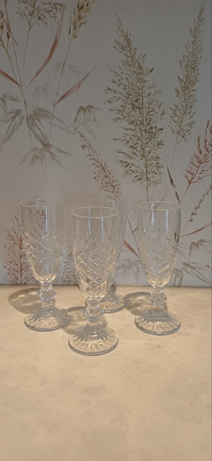 Set van 4 champagne glazen / ijscoupe, Glas of Glazen, Vintage, Ophalen of Verzenden, Glas